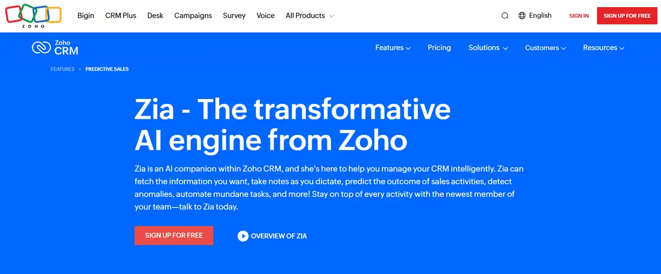 Zoho CRM ZIA.webp