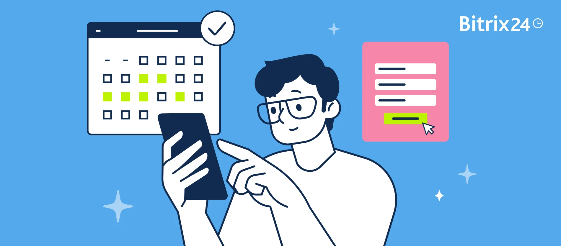In Bitrix24 è possibile configurare un modulo per la prenotazione online, consentendo ai clienti di scegliere autonomamente l'orario più comodo per prenotare i servizi. Il modulo può essere pubblicato sul sito web, sui social network o inviato al cliente tramite messaggistica. Quando un cliente compila il modulo, i dati vengono salvati nella scheda CRM e nella sezione Prenotazione online.